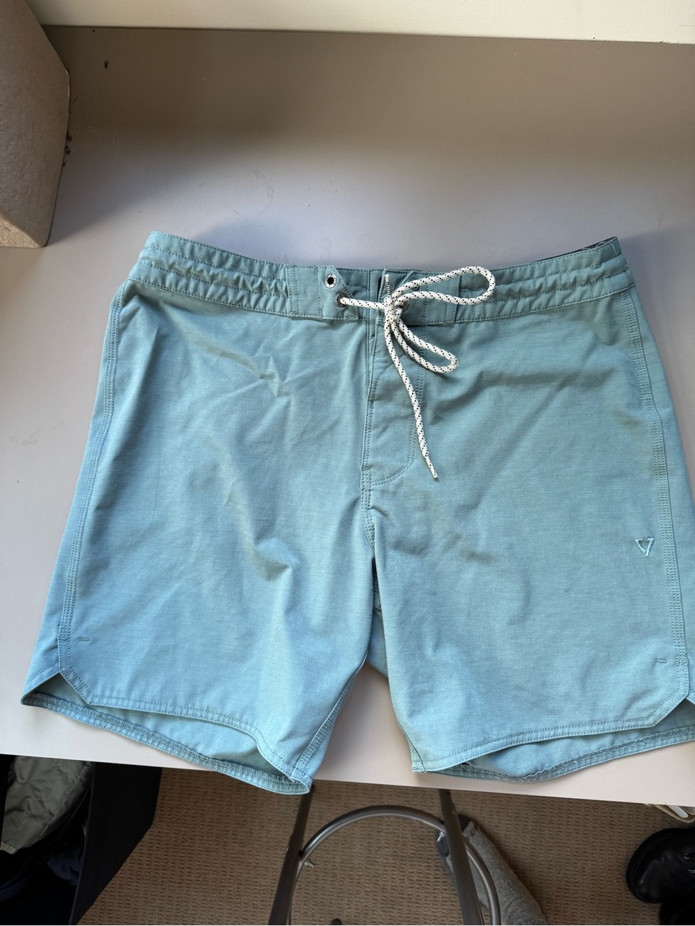 VISSLA Seafoam Blue Swim Board Shorts with Drawstring